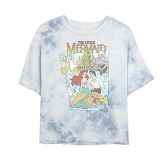Juniors' Disney Princess The Little Mermaid Vintage Cover Bombard Wash Crop Graphic Tee