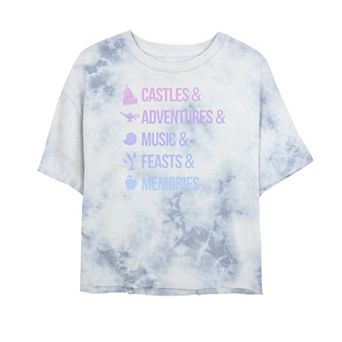 Juniors' Disney Princess Iconic Princess White Font Bombard Wash Crop Graphic Tee