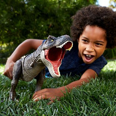 Jurassic World Dominion Tyrannosaurus Rex Dinosaur Toy, Thrash N Devour Sound, Chomp Action