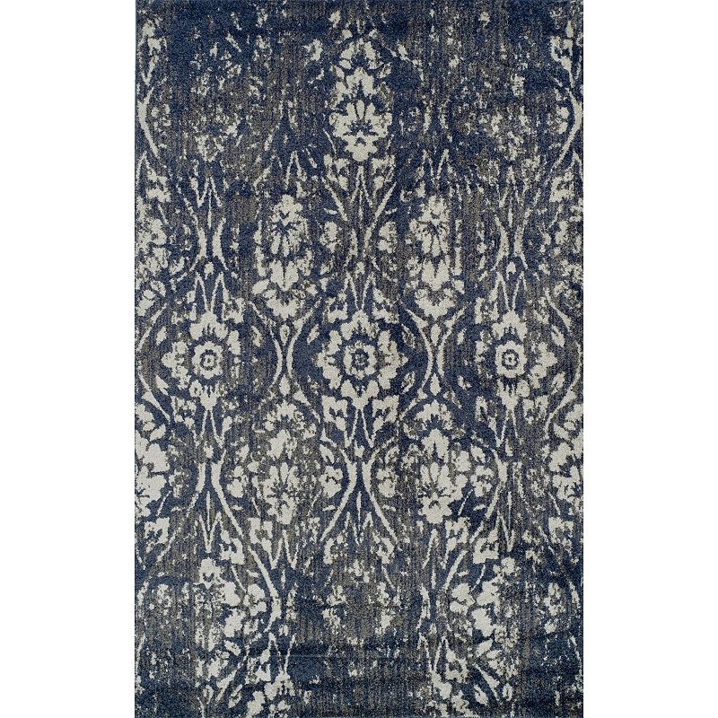 Addison Blair Vintage Damask Rug, Blue, 8X10 Ft