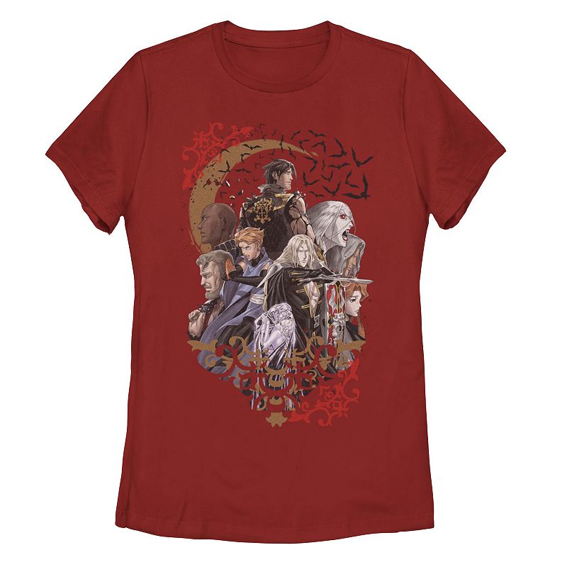 Juniors Castlevania Group Shot Graphic Tee, Womens, Size: Small, Red
