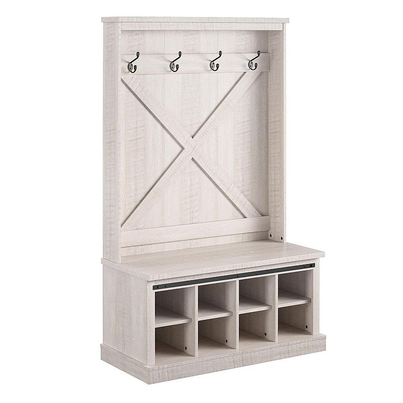 Ameriwood Home Knox County Entryway Bench & Hall Tree, White