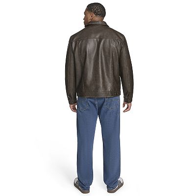 Big & Tall Levi's® Faux Leather Laydown Collar Trucker Jacket