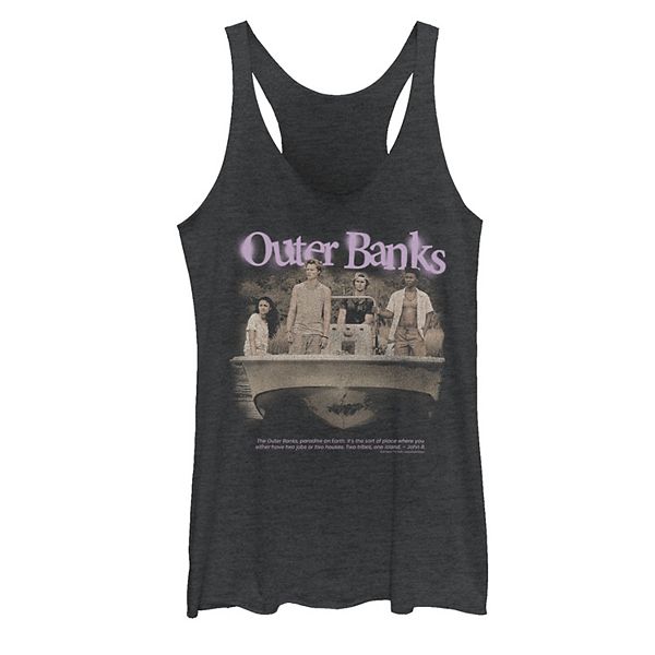 Juniors' Outer Banks Group Shot Spray Paint Logo Graphic Tank Top