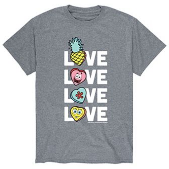 Men's SpongeBob Stacked Love With Hearts Tee