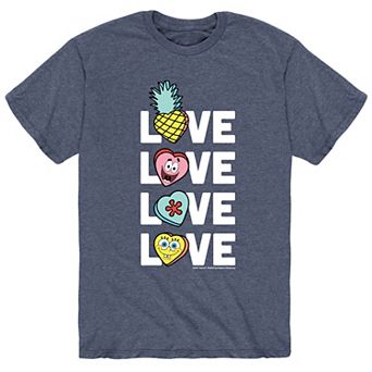 Men's SpongeBob Stacked Love With Hearts Tee