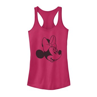Disney's Minnie Mouse Black And White Head Shot Juniors' Racerback Tank Top