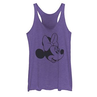 Disney's Minnie Mouse Black And White Head Shot Juniors' Racerback Tank Top