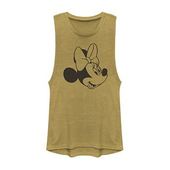 Disney's Minnie Mouse Black And White Head Shot Juniors' Muscle Tank Top