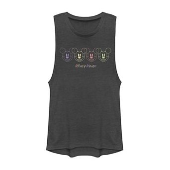 Disney's Mickey Mouse Colorful Silhouette Outline Juniors' Muscle Tank Top
