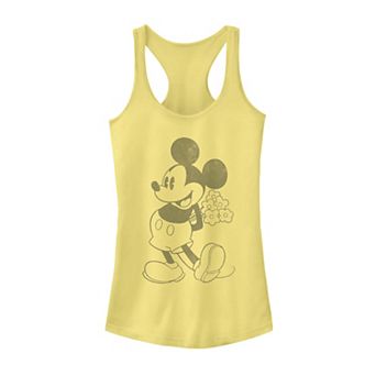 Disney's Mickey Mouse Holding Flowers Vintage Portrait Juniors' Racerback Tank Top