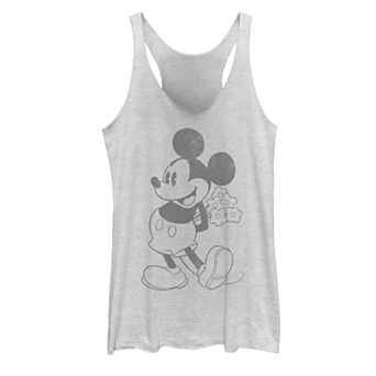 Disney's Mickey Mouse Holding Flowers Vintage Portrait Juniors' Racerback Tank Top