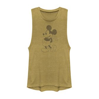 Disney's Mickey Mouse Holding Flowers Vintage Portrait Juniors' Muscle Tank Top