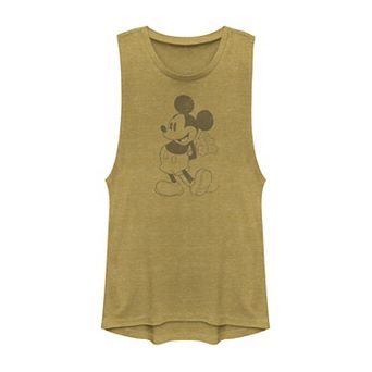 Disney's Mickey Mouse Holding Flowers Vintage Portrait Juniors' Muscle Tank Top