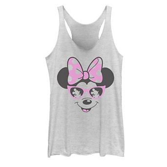 Disney's Mickey And Friends Minnie Mouse Sunglasses Portrait Juniors' Racerback Graphic Tank Top