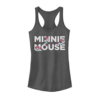 Disney's Mickey & Friends Minnie Mouse Text Portraits Juniors' Racerback Graphic Tank Top