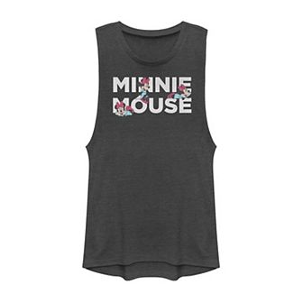 Disney's Mickey & Friends Minnie Mouse Text Portraits Juniors' Muscle Graphic Tank Top