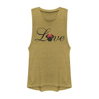 Disney's Mickey And Friends Minnie Love Text Juniors' Muscle Graphic Tank Top