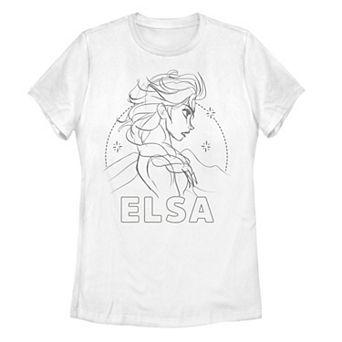 Disney's Frozen Elsa Simple Black Outline Side Portrait Juniors' Graphic Tee