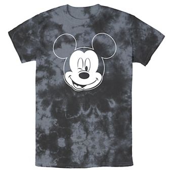 Men's Disney Mickey Mouse Large White Outline Winking Face Bomabrd Wash Tee
