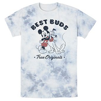 Men's Disney Mickey & Pluto Outlines Original Best Buds Portrait Bomabrd Wash Tee