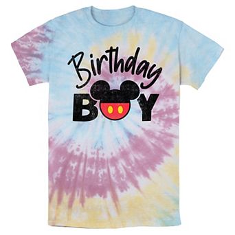 Men's Disney Mickey & Friends Birthday Boy Mickey Logo Bomabrd Wash Tee