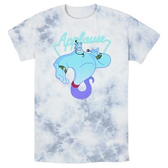Men's Disney Aladdin Genie Applause Neon Sign Portrait Bomabrd Wash Tee