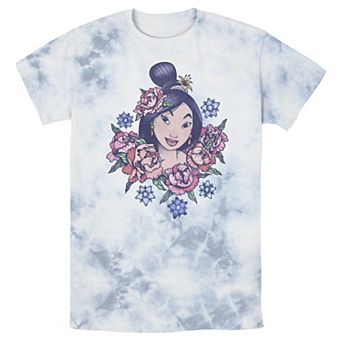 Men's Disney Mulan Floral Portrait Vintage Bomabrd Wash Tee