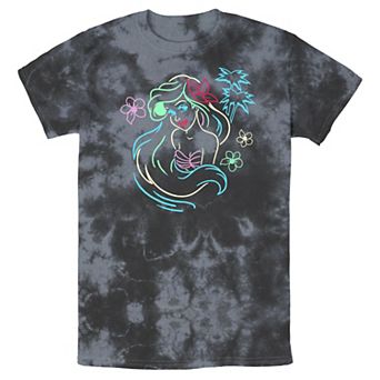 Men's Disney Little Mermaid Ariel Neon Lights Bomabrd Wash Tee