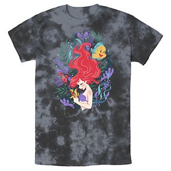 Disney's The Little Mermaid Ariel Flounder And Sebastian Men's Bomabrd Wash Tee