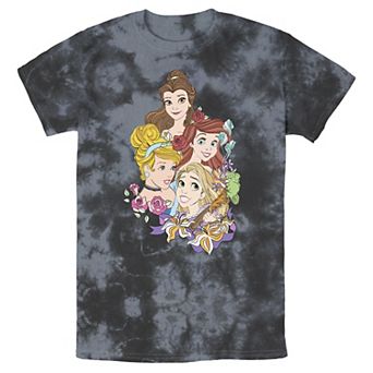 Men's Disney Princess Floral Belle Cinderella Ariel Rapunzel Bomabrd Wash Tee