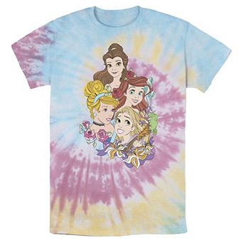 Men's Disney Princess Floral Belle Cinderella Ariel Rapunzel Bomabrd Wash Tee