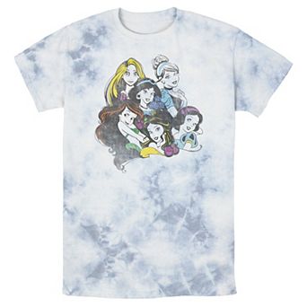 Men's Disney Princess Group Bold Color Pop Bomabrd Wash Tee