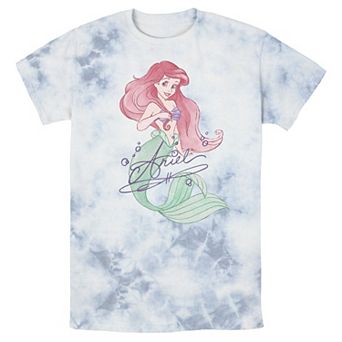 Men's Disney The Little Mermaid Ariel Signed Portrait Bomabrd Wash Tee