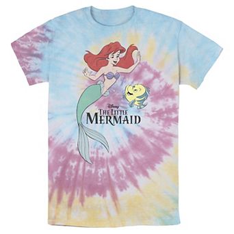 Men's Disney The Little Mermaid Ariel & Flounder Portrait Bomabrd Wash Tee