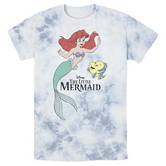 Men's Disney The Little Mermaid Ariel & Flounder Portrait Bomabrd Wash Tee