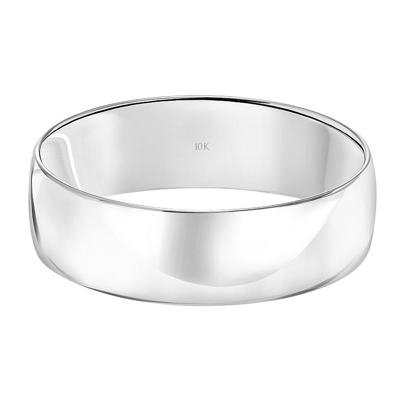 Love Always 10k Gold 6 mm Men's Wedding Band, 10k White Gold