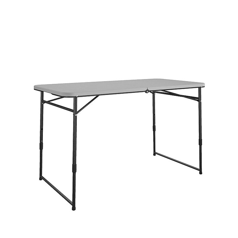 COSCO 4 ft. Fold-in-Half Portable Utility Table  Gray  Indoor/Outdoor  Great for Crafting  Tailgating  & Camping