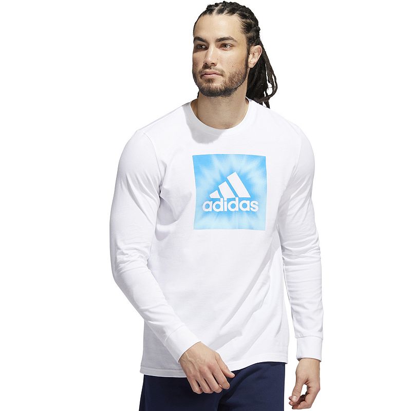 Mens adidas Positive Aura Badge of Sport Graphic Tee, Size: Small, White