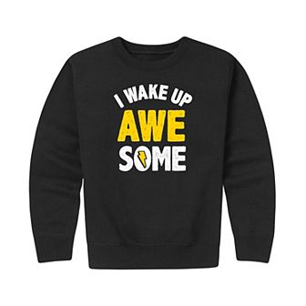 Boys 8-20 Boy' Wake Up Awesome Crew Fleece Sweatshirt