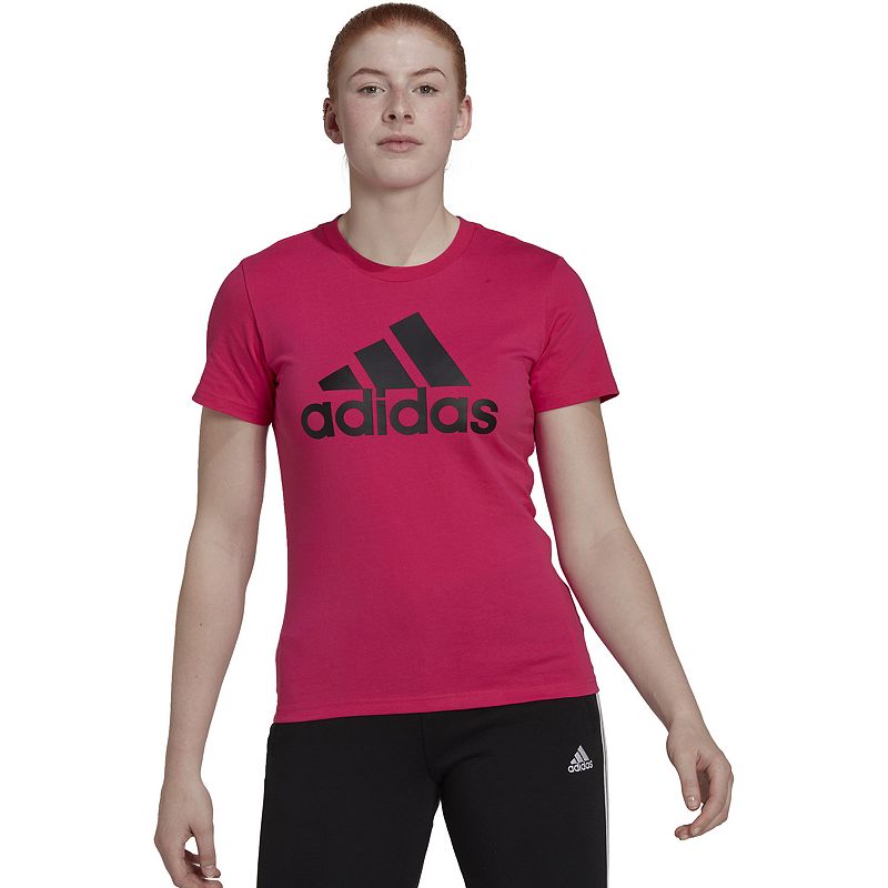 Womens adidas Loungewear Essentials Logo Tee, Size: Medium, Brt Pink