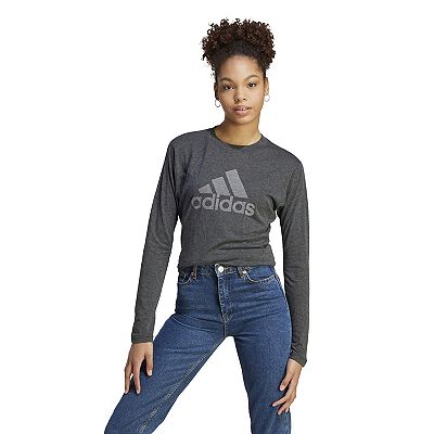 Adidas HOLIDAY GRAPHIC CROPPED good LONG SLEEVE TEE (PLUS SIZE) Black Halogeaphic Gre