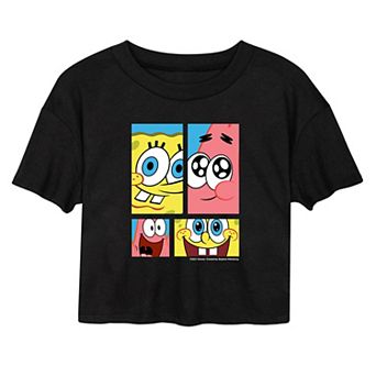 Juniors' Nickelodeon SpongeBob SquarePants Grid Cropped Tee