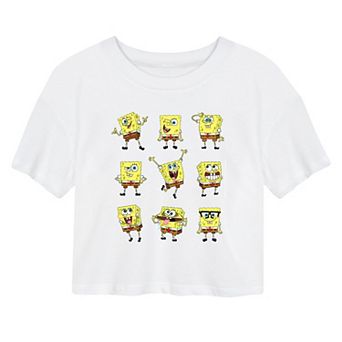 Juniors' SpongeBob SquarePants Grid Cropped Tee