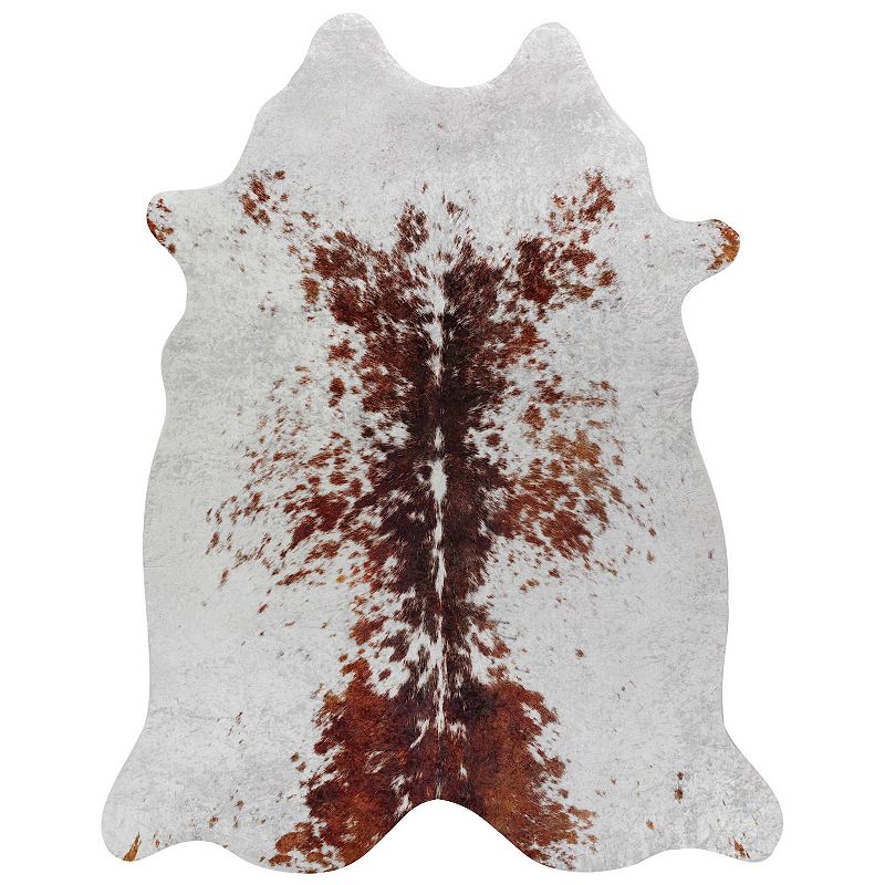 Addison Cheyenne Faux Hide Animal Print Non-skid Area Rug, Brown, 9X11 Ft