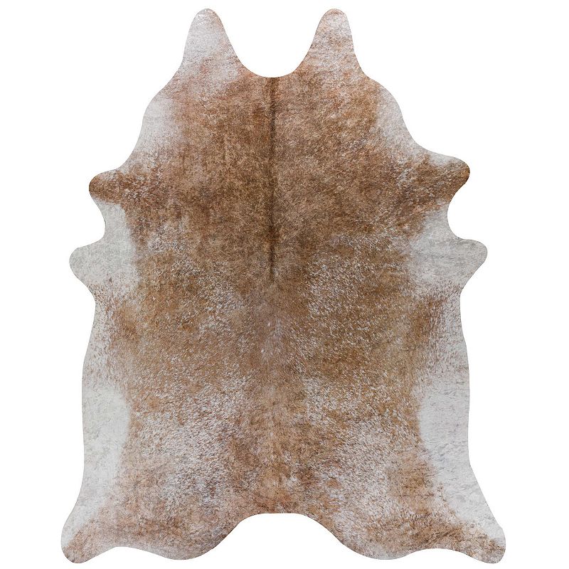 nuLOOM Marcia Machine Washable Faux Cowhide Area Rug, Brown, 6x8 ft