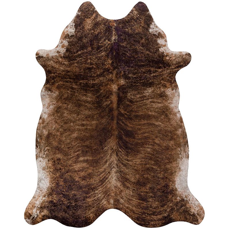 Addison Cheyenne Faux Hide Animal Print Non-skid Area Rug, Brown, 9X11 Ft