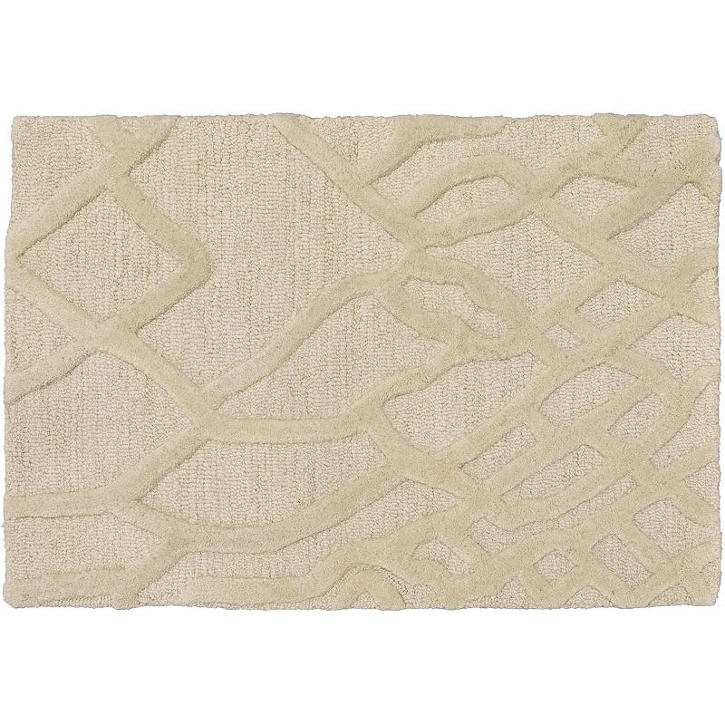 Addison Crest Casual Trellis Sand Hand Spun Wool Area Rug, White, 5X7.5 Ft