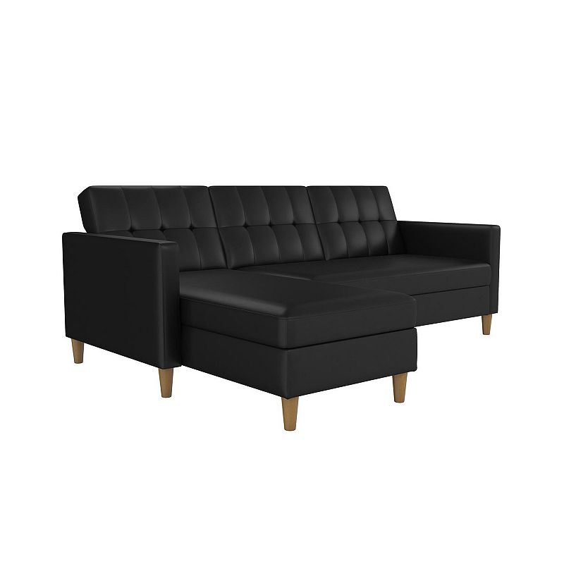 DHP Atwater Living Heidi Storage Sectional Futon Couch, Black