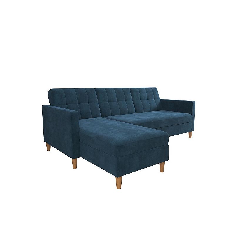 DHP Atwater Living Heidi Storage Sectional Futon Couch, Blue